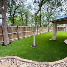 Backyard-Turf-Installation-with-Clean-Tree-Detailing-in-Flower-Mound-TX 1